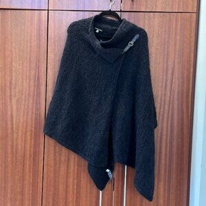 Black Mohair Eileen Fisher Wrap Poncho